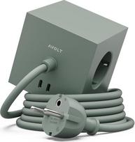 "AVOLT Square 1" kištukinis kištukinis lizdas su USB-C - magnetinio dizaino daugkartinis kištukinis lizdas su 3 lizdais, 2 USB-C prievadais ir 3 m kabeliu, maitinimo kištukinis lizdas stalui, biurui ir namams (ąžuolo žalumo, 3 m)