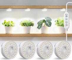 "Barrina Orbgrow OG09 Puck LED auginimo lempa, 36 W (4 × 9 W), 5000K pilno spektro augalų lempos, magnetinė, su integruotu laikmačiu, 5 užtemdymo lygiai, skirta augalų lentynoms, 4 vnt.