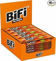 "BiFi Original Salami Sticks" - 40 lazdelių (40 x 20 g) - dešrelių užkandis - ore džiovintos mėsos ir dešrelių pakuotė - saliamis su pipirais, kalendromis ir česnakais - ideali užkandžių dėžutė - dešrelių pakuotė