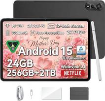 "Blackview Mega2" 12 colių planšetinis kompiuteris "Android" 15,24GB RAM + 256GB ROM, dvigubas 4G LTE + 5G WiFi, 2K 120 Hz FHD didelis ekranas su rašikliu, aštuonių branduolių T615, 9000 mAh, "WideVine L1", 13 MP + 8 MP kamera / veido atpažinimo funkcij