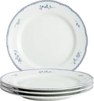 "Blue Mansion Plates" 21 cm, 4 vnt. - porcelianinių pusryčių lėkščių rinkinys, klasikinės deserto lėkštės, torto lėkštės, mėlynai baltos spalvos, galima plauti indaplovėje