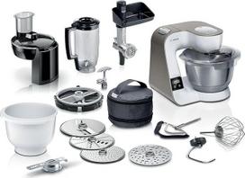 "Bosch" MUM5XL74 4 serijos virtuvinis kombainas su svarstyklėmis, nerūdijančio plieno dubeniu, plaunamas indaplovėje, maišytuvas, mėsmalė, planetinis maišytuvas, nepertraukiamas smulkintuvas, 3 pjaustytuvai, kubų pjaustyklė, 1000 W
