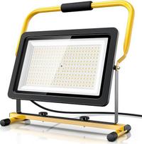 "Brandson" - 200 W LED statybinis prožektorius - darbo šviesa - statybinė šviesa - 288 SMD šviesos diodų - 6400k - stovo rėmas ir nešiojimo rankena - 16000 liumenų - 4 m maitinimo kabelis - metalinis korpusas