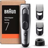 "Braun HC7390 Series 7" plaukų kirpimo mašinėlė ir skustuvas vyrams, plaukų kirpimo mašinėlė su itin aštriais ašmenimis, 17 ilgių, 2 šukų antgaliai, 50 minučių veikianti baterija, plaunama, pilka