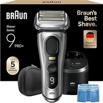"Braun" elektrinis skustuvas vyrams "Series 9 PRO+", 9567 cm3, sidabrinės spalvos - elektrinis skustuvas, 5+1 itin ploni peiliukai, barzdos kirptuvas su 60 minučių veikiančia baterija, atsparus vandeniui, pagamintas Vokietijoje, su dėklu, "6-in-1 SmartCar