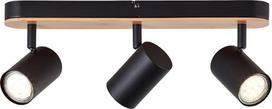 "Brilliant Niels Spotlight Bar" 3 lemputės matinės juodos spalvos / natūralaus metalo / bambuko 3x LED GU10 10 W