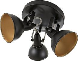 "Briloner Leuchten" lubų šviestuvas apvalus su 3 besisukančiais ir pasukamais retro / vintažinio dizaino prožektoriais 40 W Skersmuo 21 cm Metalas E14 Juoda / auksinė 21 x 21 x 15,6 cm
