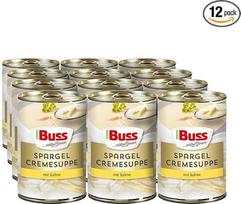 "Buss Classic" sriubos - šparagų kreminė sriuba rafinuota su grietinėle - ypač kreminė šparagų sriuba - greitas vegetariškas paruoštas maistas pašildyti mikrobangų krosnelėje ir puode - ilgai išsilaiko - 12 x 400 g