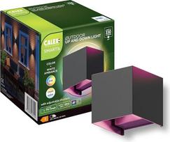 "CALEX" išmanusis lauko LED sieninis šviestuvas, aukštyn ir žemyn, RGB spalvos ir nuo šaltos iki šiltos baltos šviesos, reguliuojamas, integruotas LED modulis, atsparus vandeniui, programėlės ir balso valdymas, juodas