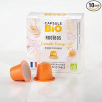"Capsule & Bio Rooibos" arbata su apelsinais ir cinamonu - 10 arbatos kapsulių be aliuminio ir kompostuojamų kapsulių, suderinamų su Nespresso®