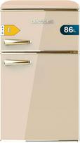 "Cecotec" mažas šaldytuvas - 2 durų šaldytuvas - "Retro 86L Bolero CoolMarket 2D Origin 86 Beige E. 89,3 cm aukščio ir 48,7 cm pločio, E energinė klasė, ledo skyrius, vidaus apšvietimas ir chromuota rankena, smėlio spalvos