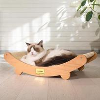 "CheerPals Sisal Cat Scratching Board" - 160° išlenktas dizainas, buko medžio masyvo ir natūralaus sizalio kilimėlis katėms, itin didelis 60 x 35 x 15 cm dydžio draskymo baldas visoms katėms