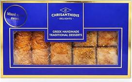 "Chrisanthidis Delights" graikiškų pyragaičių mišinys - Baklava ir Kataifi (Kadayif) - tradiciniai sirupo pyragaičiai - Viduržemio jūros regiono desertas - rankų darbo saldumynai - 580g
