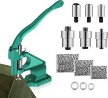 "Cocoarm Eyelet Press" rinkinys, rankinio spaudimo aparatas, kniedžių spaustukas, kniedžių spaustukas, spaustukas, rankinio spaudimo rinkinys, 3 matricos, 1500 kniedžių, 6/10/12 mm kniedžių veržlių replės, kniedžių replės odiniams dirbiniams