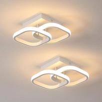 "Comely" 2 modernių LED lubų šviestuvų pakuotė, 22 W, 2700 lm, mažas kvadratinis LED lubų šviestuvas, interjero apšvietimas miegamajam, svetainei, praėjimui, 3000 K šilta šviesa, baltas, 24 cm
