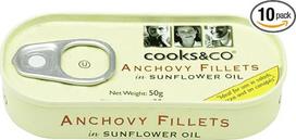 "Cooks and Co" ančiuvių filė saulėgrąžų aliejuje 50g (10 vnt.)