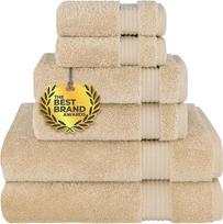 "Cotton Paradise" 6 dalių rankšluosčių rinkinys, 100 % turkiška medvilnė, minkšti, sugeriantys rankšluosčiai vonios kambariui, 2 vonios rankšluosčiai, 2 rankšluosčiai rankoms, 2 skalbimo rankšluosčiai, "Sand Taupe" rankšluosčių rinkinys