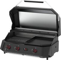 "Cozze G-800 Combo Plancha Grill" - 3 degiklių dujinis grilis su grilio plokšte - 50mbar - lauko grilis su 9,5 kW galia ir skaitmeniniu termometru - su slėgio reguliatoriumi ir šildymo lentyna