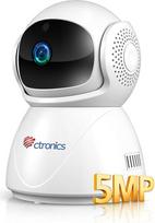 "Ctronics" 5 MP PTZ vidaus "WiFi" stebėjimo kamera, 2,4 GHz/5 GHz dviejų juostų "WiFi" IP kamera, pasukama 355°/90° kampu, judesio / žmogaus aptikimo funkcija, automatinis sekimas, IR naktinis matymas, dvipusis garsas