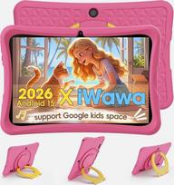 "DigiLand Android 15" planšetinis kompiuteris vaikams, 10,1 colio, 6GB RAM + 32GB ROM (galima išplėsti), tėvų kontrolė, iš anksto įdiegtos vaikiškos programėlės, dviguba kamera, patvarus apsauginis dėklas (rožinis)