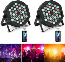"Disco Light" vakarėlio šviesa RGB 2 pakuočių scenos šviesos vakarėlio šviesa su nuotolinio valdymo pulteliu, 36 LED Par prožektorius, skirtas barui, scenai, DJ vakarėliui, šou