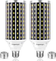 "DragonLight" 50 W itin ryškios kukurūzų šviesos LED lemputės (pakeičia 350 vatų) - 3000 K šiltos baltos spalvos 5000 liumenų E27/E40 Edisono LED lemputė, skirta komerciniam apšvietimui - garažo dirbtuvėms, biurui, kiemui (2 vnt.)