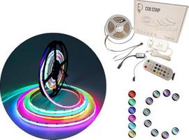 "Dreamcolor" LED juostelių rinkinys, 24 V COB RGBIC LED juosta, reguliuojamas apšvietimas, 576 LED/M, dalinis variantas, lipni LED juosta, valdoma programėle, "Bluetooth" (RGB IC (Dreamcolor), 05 metrų ilgio rinkinys (sukomplektuotas))