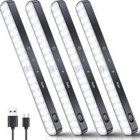 "Ferswe" spintelių apšvietimas LED su judesio jutikliu, akumuliatoriaus lygio rodymas, 4 šviestuvų pakuotė, virtuvės LED, USB įkraunama spintelės lemputė, spintelės apšvietimas su judesio jutikliu