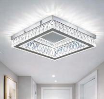 "Finktonglan" 30 cm kvadratinis krištolinis LED lubų šviestuvas, 6000 K Cool White, plokščias lubų šviestuvas, K9 Crystal Stainless Steel, nestabdomas, be nuotolinio valdymo pulto, skirtas miegamajam, prieškambariui