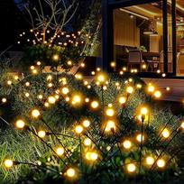 "Firefly" saulės sodo žibintai, 8 "Firefly" sodo žibintų pakuotė su 10 šviesos diodų, atsparūs vandeniui, "Firefly" saulės žibintai lauke, terasoje, kieme, kelyje, sodo mene (šiltai balta)