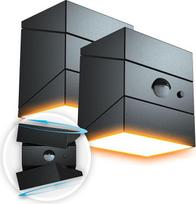 "FLINQ Solar TwistCube" 2 vnt. - 4 kryptimis reguliuojamas saulės sieninis lauko šviestuvas - LED lauko šviestuvas su judesio jutikliu ir saulėlydžio jutikliu - sodo apšvietimas saulės energija