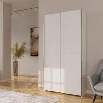"Forte Home Nook 100 40" Moderni stumdomų durų spinta su 2 durimis Siaura prieškambario medžio kompozito balta 100,1 cm pločio x 190,5 cm aukščio x 39,1 cm gylio
