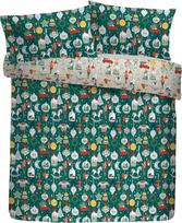 "Fusion Christmas Decoration" antklodės užvalkalų rinkinys 52 % perdirbto poliesterio 48 % medvilnės "Super King" dydis 260 x 220 cm žalias dvipusis spausdinimas 2 pagalvių užvalkalai