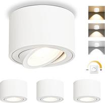 "GeyouLux" LED paviršiniai taškiniai šviestuvai, reguliuojamo apšvietimo, itin plokšti, pasukami 30° kampu, skersmuo 80 x 50 mm, balti lubiniai taškiniai šviestuvai, su 5 W 500 LM LED moduliu 230 V - 3000 K/4000 K/6500 K lubiniai taškiniai šviestuvai, pav