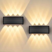 "GeyouLux" LED vidaus sieninis šviestuvas, IP65, 8 W sieninis šviestuvas su 8 šviesos šaltiniais, 2700 K šiltos baltos spalvos lauko sieninis šviestuvas, modernaus dizaino LED sieninis apšvietimas svetainei, prieškambariui, balkonui, laiptams, 2 vnt.