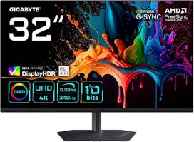 "Gigabyte MO32U2" 32 colių OLED 4K UHD žaidimų monitorius - 3840 x 2160, 240 Hz, 0,03 ms, 250 cd/m², suderinamas su "G-Sync", "FreeSync Premium Pro", "Display HDR True Black 400", HDMI 2.1, "DisplayPort 1.4