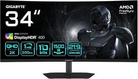 "Gigabyte G34WQC2" 34 colių WQHD lenktas žaidimų monitorius - 3440 x 1440, 1500R, 200 Hz, 1 ms, 450 cd/m², "AMD FreeSync Premium", "DisplayHDR 400", HDMI 2.0, "Displayport 1.4