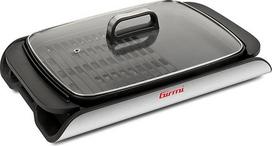 "Girmi BQ91" elektrinis grilis ir kepsninė - 2000 W, XL nepridegančios kepsninės plokštės 40 x 30 cm, dviguba funkcija, kepimas be dūmų, grūdinto stiklo dangtis, temperatūros reguliavimas, riebalų padėklas, pilka spalva