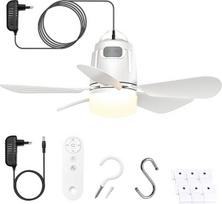 "Gliztech Fan Lamp" 50 cm lubų ventiliatorius su apšvietimu, su 5 m kištuku ir nuotolinio valdymo ventiliatoriaus šviesa, tinka miegamajam, terasai, stoglangiui, įrankių kambariui, pavėsinei, stogeliui
