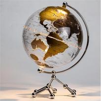 "Globo Globo Globe" jutiklinė 8 colių permatoma lemputė su metaliniu pagrindu - dekoratyvinė stalinė lempa namams, biurui, mokyklai - rankiniu būdu pasukama 360° kampu - edukacinių dovanų idėja (auksinė šilta šviesa)