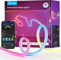 "Govee Neon Rope Light 2", 3 m ilgio RGBIC LED šviesos diodų šviesa su formos atvaizdavimu, "pasidaryk pats" dizainas, suderinama su "Matter", "SmartThings", "Alexa" ir "Google Assistant", idealiai tinka žaidimams ir miegamajam, šviesi