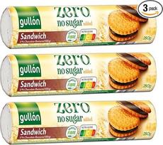 "Gullón Zero" sumuštiniai sausainiai, be pridėtinio cukraus, 3 vnt. (3 x 250 g), su 37 % šokolado kremo įdaru, daug skaidulų