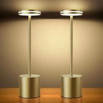 "Hapfish" 2 LED akumuliatorinių stalinių lempų pakuotė, belaidė, 5000 mAh, šiuolaikiška, reguliuojamo ryškumo stalinė lempa, aliuminis, 3 spalvų temperatūros, įkraunamos stalinės lempos, skirtos patalpoms, lauke, prie lovos, valgomojo stalo, bare, terasoj