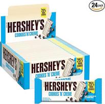"Hershey's Cookies 'n' Cream" 24 pakuotės (24 x 40g) - minkštas tirpstantis baltasis šokoladas su traškiais sausainių gabalėliais