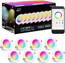 "iLC" LED įleidžiamas prožektorius, 8 W (pakeičia 60 W), veikia su "Alexa" 68-85 mm, RGBW su programėlės valdymu, apvalūs lubų prožektoriai, IP44, 2700 K-6000 K, įleidžiamas šviestuvas, RGB spalvų keitimas virtuvėje, svetainėje (8 vnt.)
