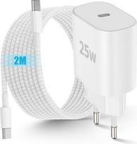 "iPad" įkroviklio maitinimo šaltinis su "iPad" įkrovimo kabeliu, 25 W USB C greitasis įkroviklis su 2 m USB-C kabeliu, greitasis įkrovimo kabelis, skirtas "iPad Pro" 11 colių/12,9 colių, "iPad Air/Mini/Gen", "iPhone" 17 16 15 (Pro Max/Pro/Plus), 17 Air/i-