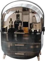 "Jauhmui" nešiojamas kosmetikos organizatorius "Make Up Cosmetic Organiser" saugojimo dėžutė Kosmetikos dėžutė, atspari dulkėms, su dangčiu, rankena, 2 stalčiai vonios kambariui ir persirengimo stalui (pilka)