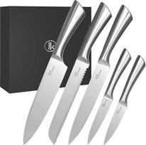 "Joeji's Kitchen" nerūdijančio plieno peilių rinkinys "5-in-1", aštrių virtuvinių peilių rinkinys su duonos peiliu, virėjo peiliu, peiliu "Santoku", komunaliniu peiliu ir daržovių peiliu