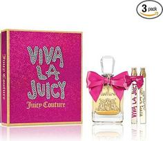 "Juicy Couture Viva la Juicy" 3 dalių parfumerijos rinkinys, saldūs kvepalai su vanile, jazminais ir karamele, nenugalimi kvepalai moterims, ilgai išliekantys moteriški kvepalai dienai ir nakčiai