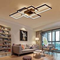 "Jsz LED Dimmable" lubų šviestuvas, svetainės lempa su nuotolinio valdymo pulteliu, modernus minimalistinis lubų šviestuvas, kūrybiškas metalo akrilo dizainas, miegamojo dekoro šviestuvas, juodas, 105 cm